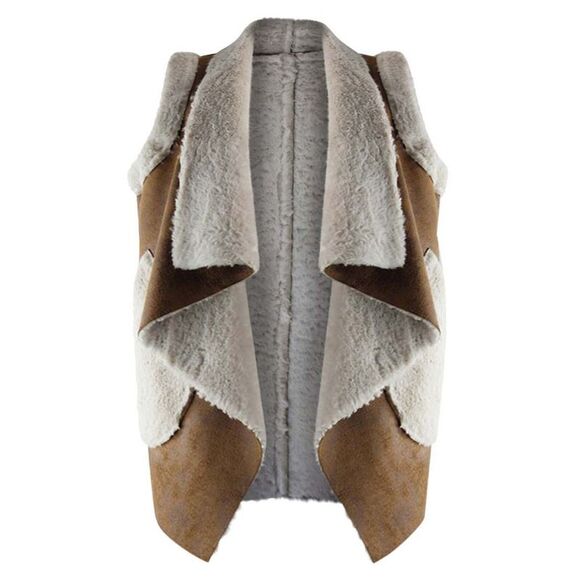 Vegan Leather Shearling Lined Vest - Picture 6 of 8